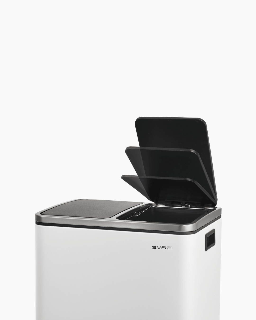 White 2 section bin with soft close lids
