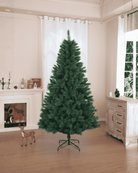 Medium-sized Christmas tree in a living room