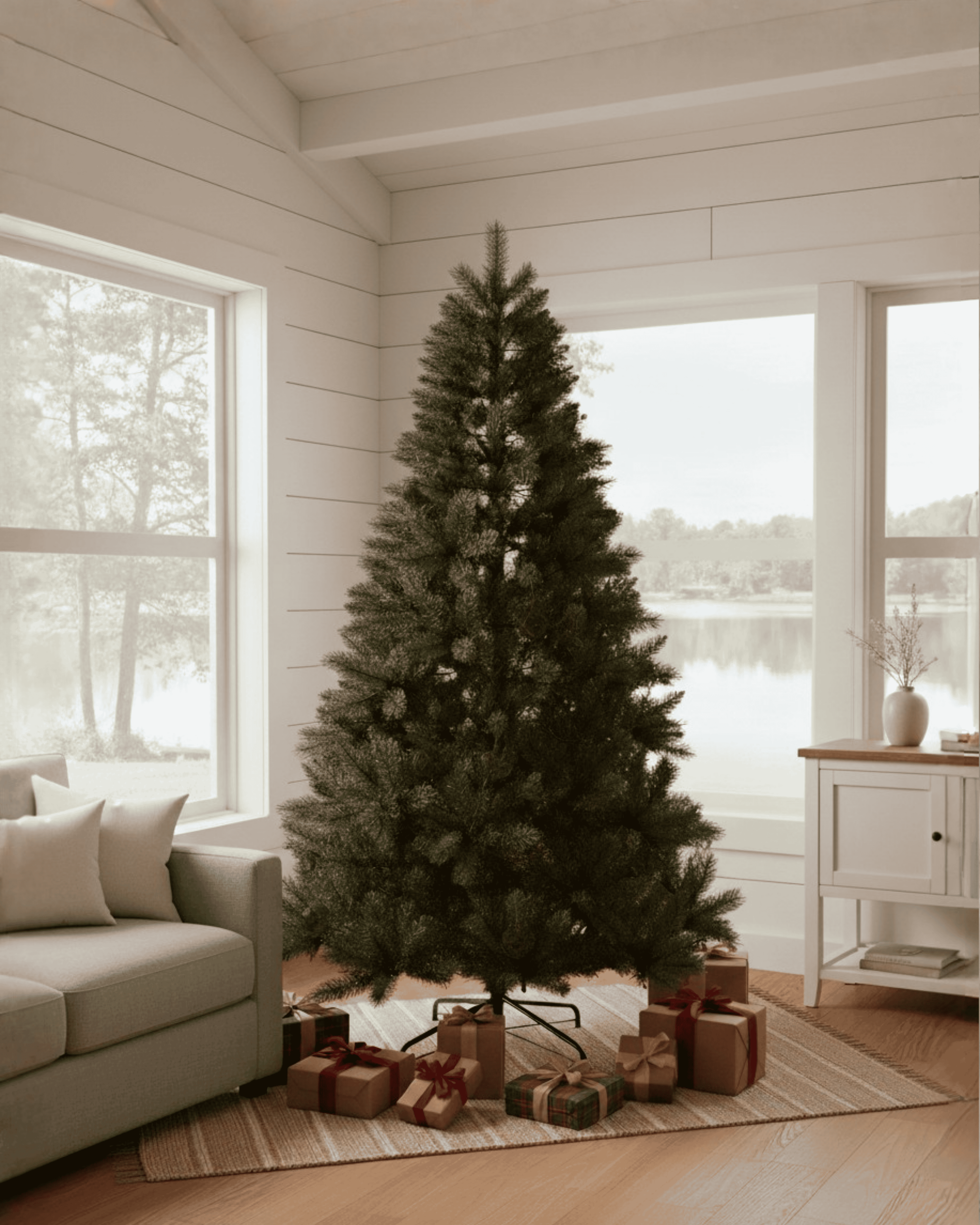 8ft Christmas tree with presents