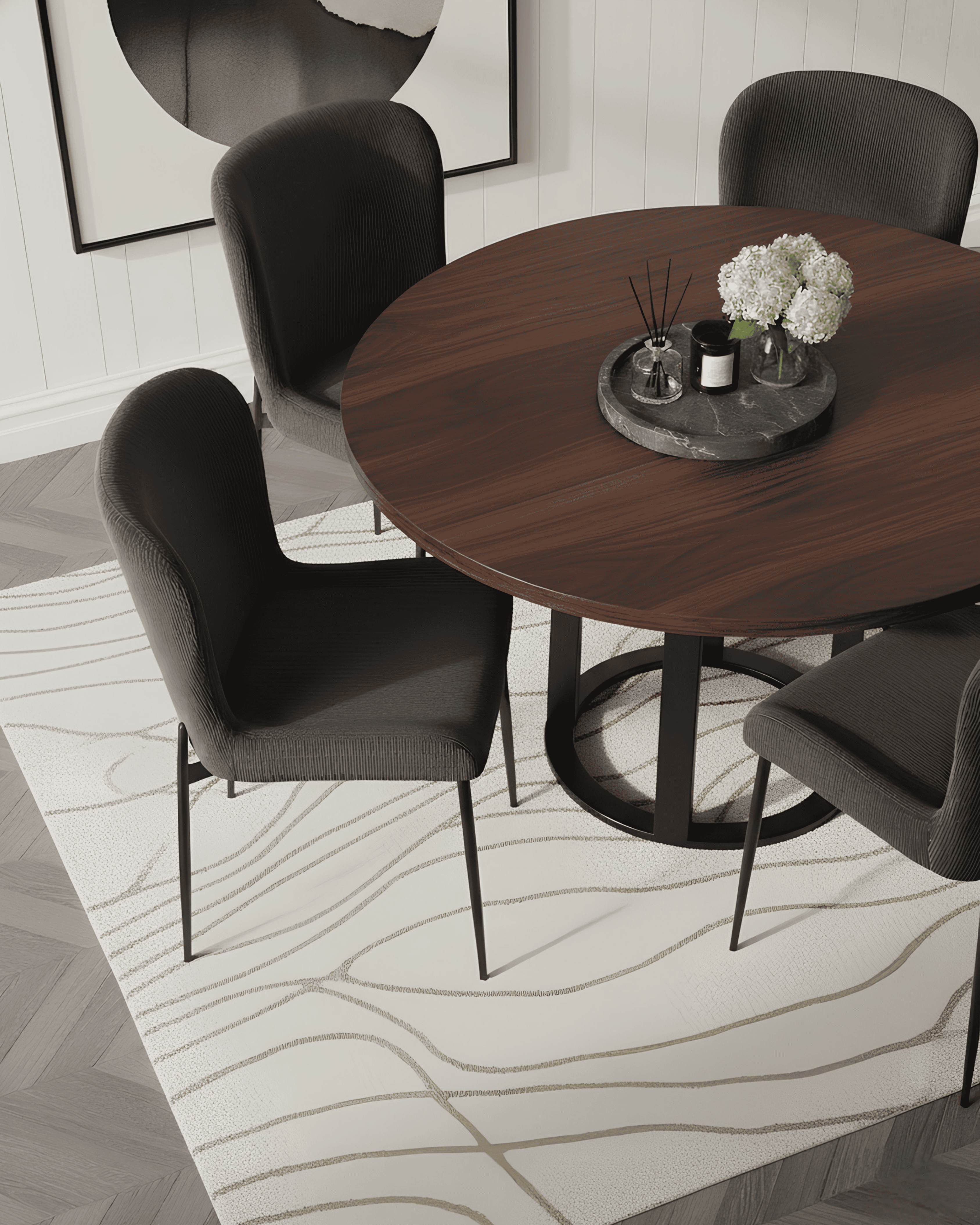 Dining Table and Grey Chairs