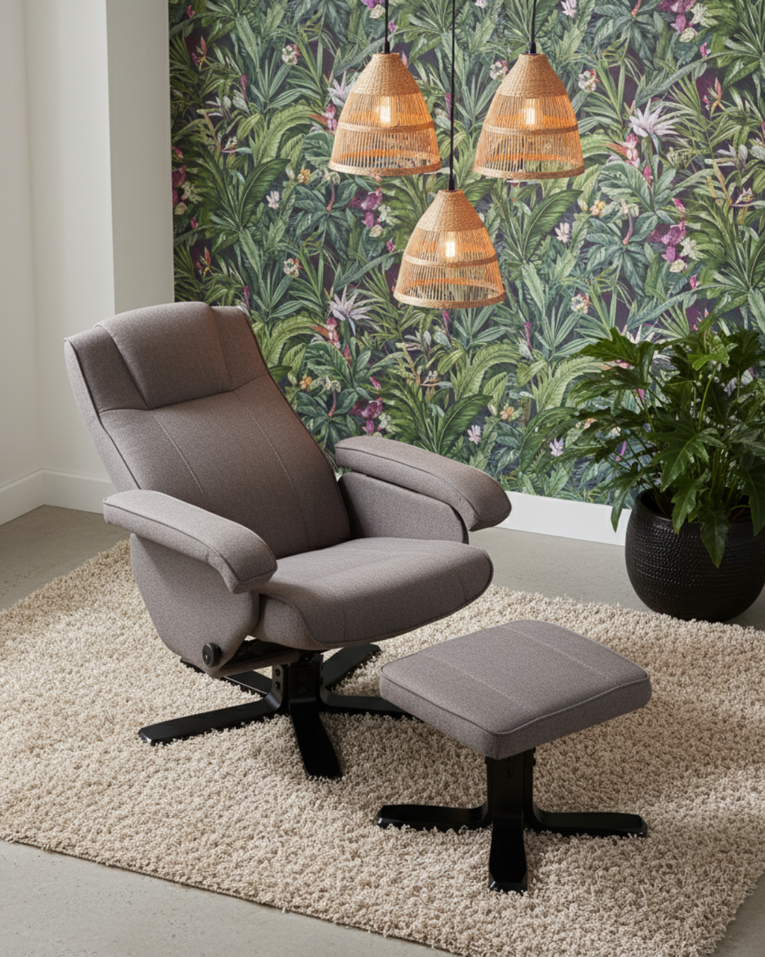 Grey Recliner with Ottoman