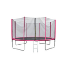 Pink trampoline with safety net and ladder