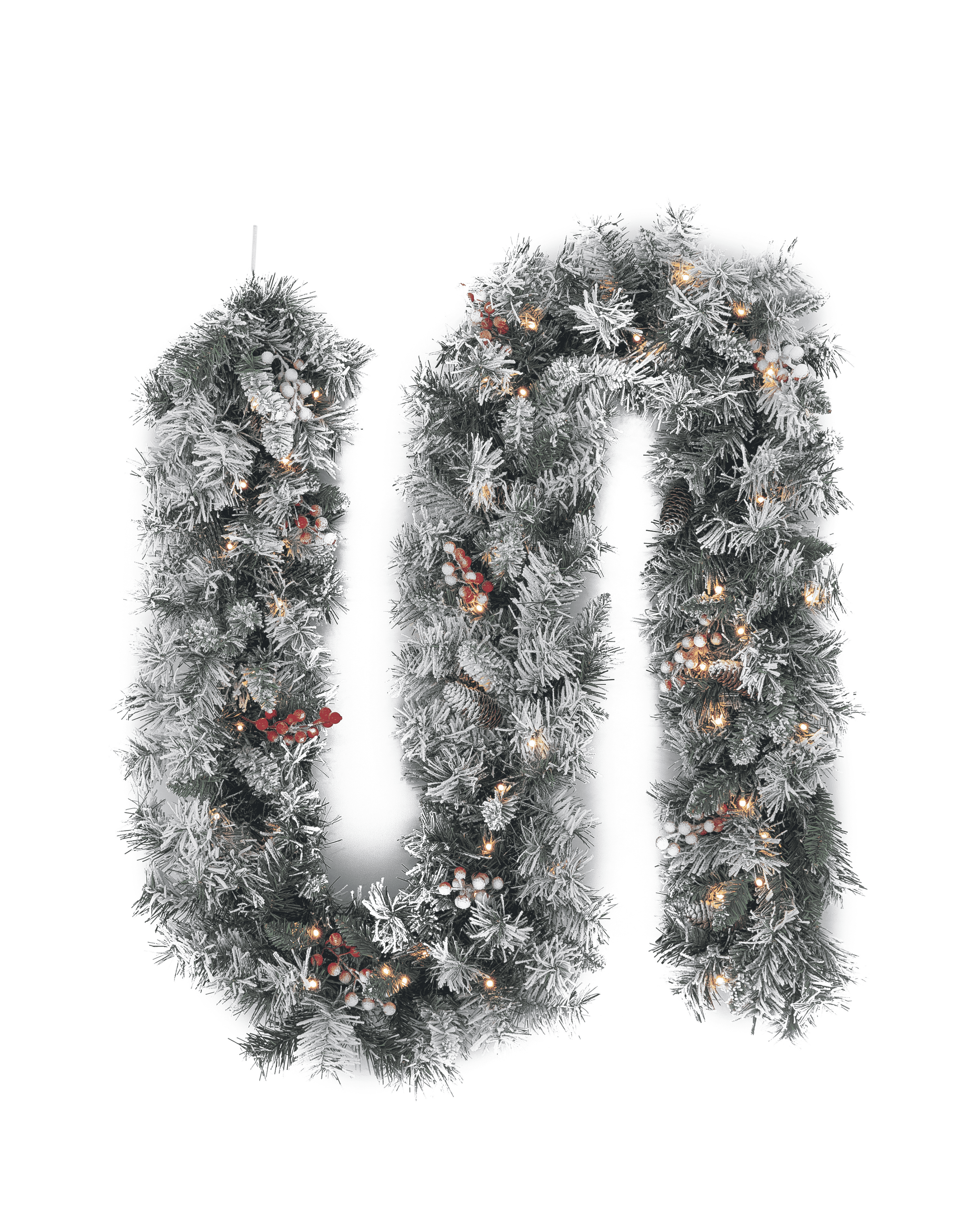 Frosted Christmas garland with lights