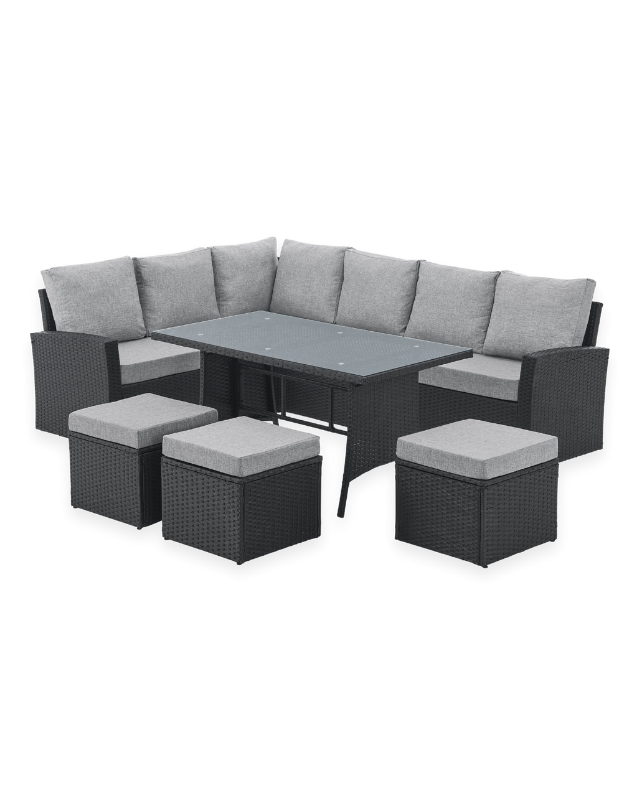 Rattan 9 Seater Sofa & Outdoor Dining Table