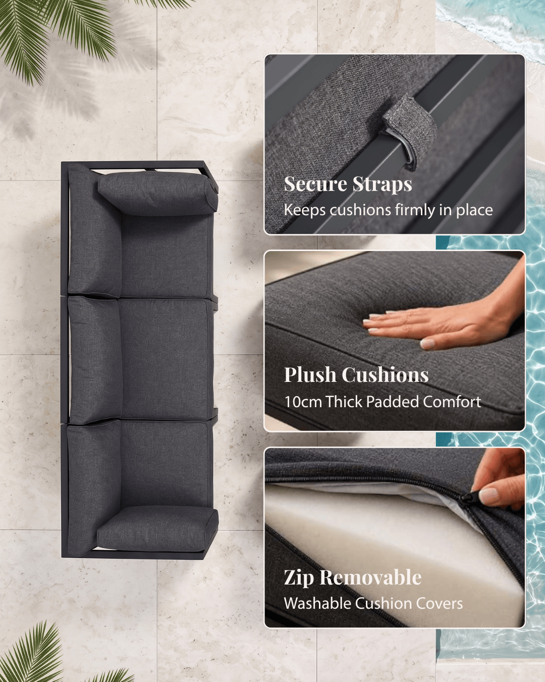 Outdoor sectional sofa with plush cushions