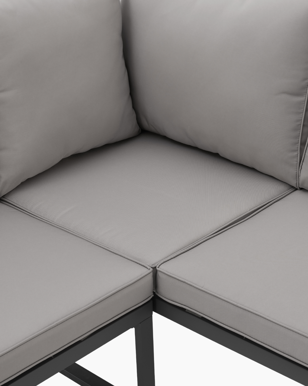 L-shaped sofa with cushions for outdoor use