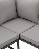 L-shaped sofa with cushions for outdoor use