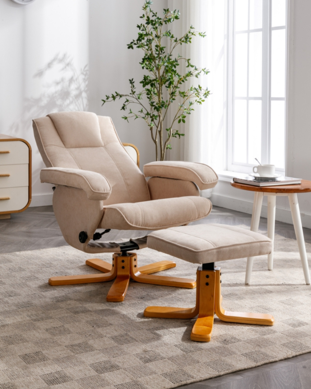 reclining armchair and footstool