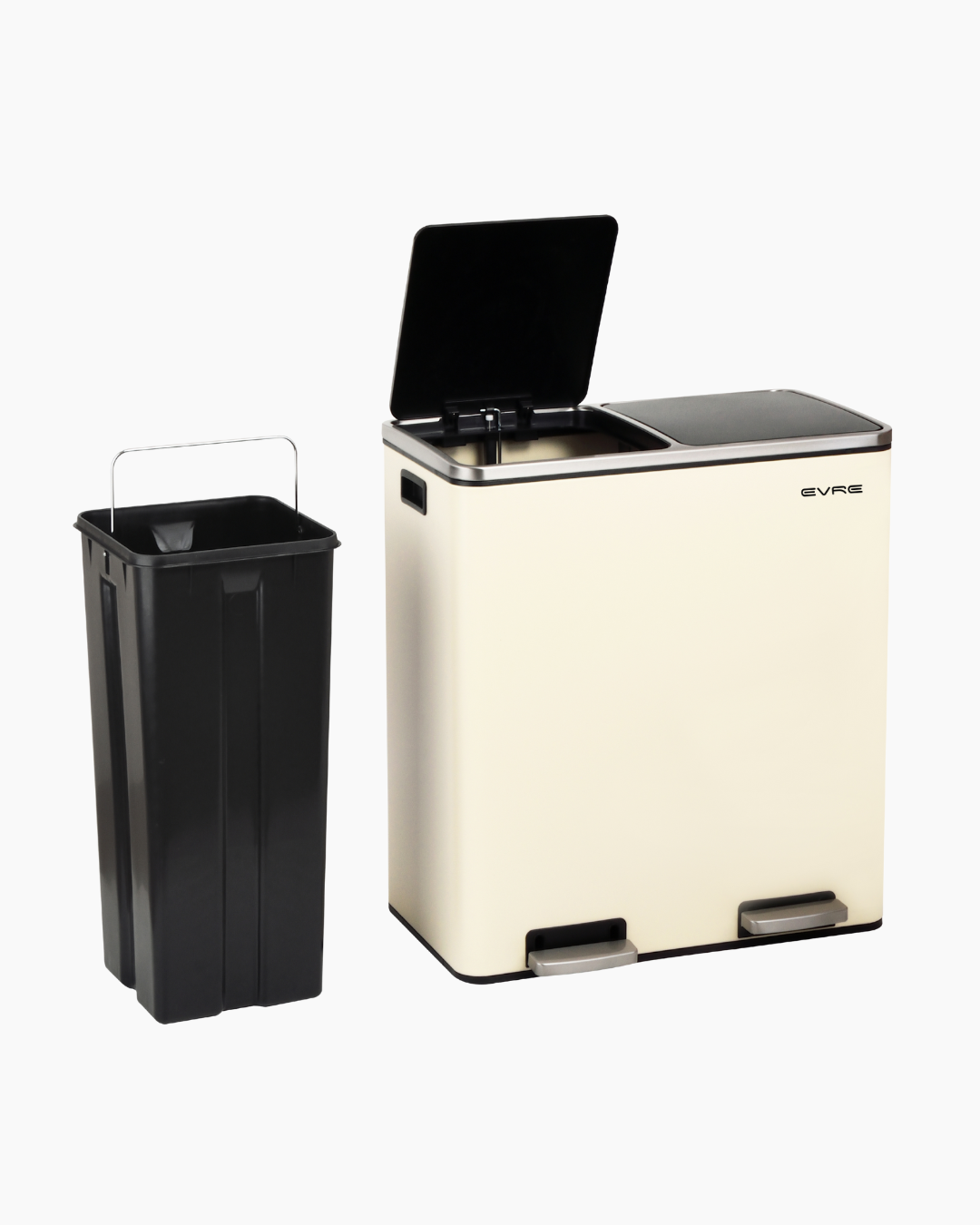 cream kitchen bin 2 compartments