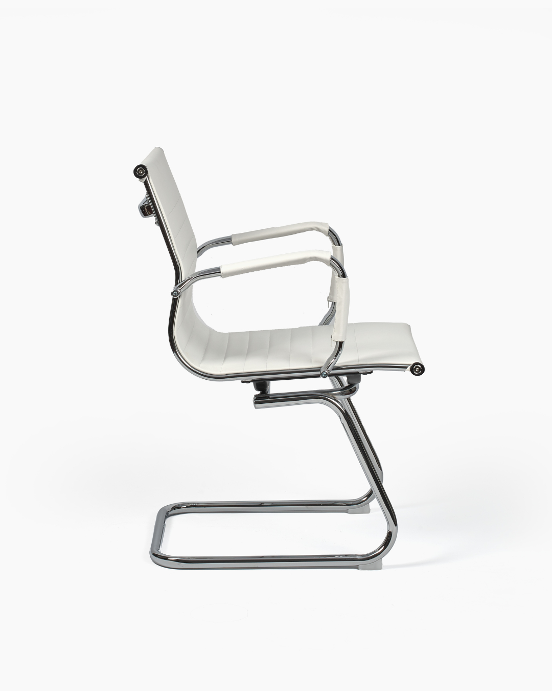 White Desk Chair with Cantilever Frame