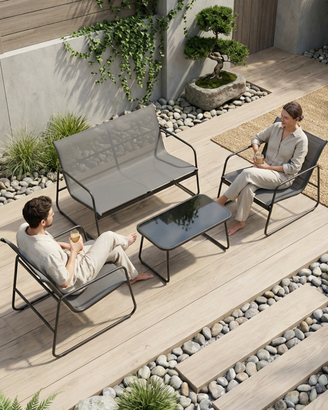 luis grey 4 seater conversation set