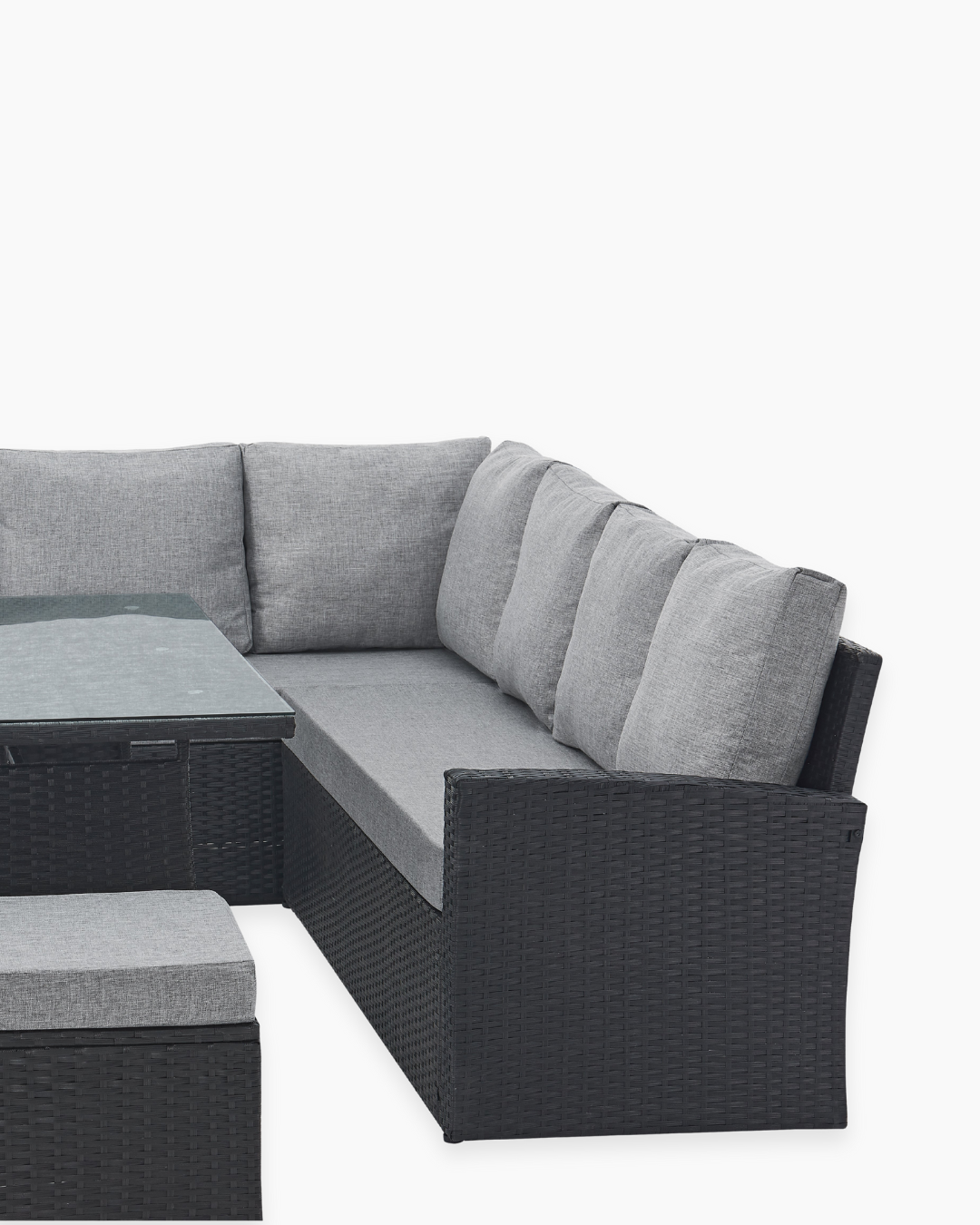 Black Rattan 9 Seater Sofa