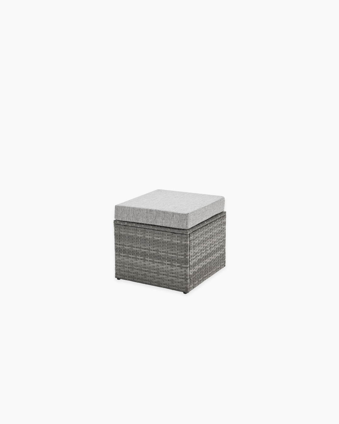 Grey woven rattan outdoor ottoman