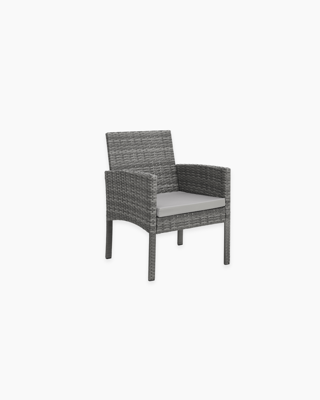 Grey wicker garden armchair with cushion