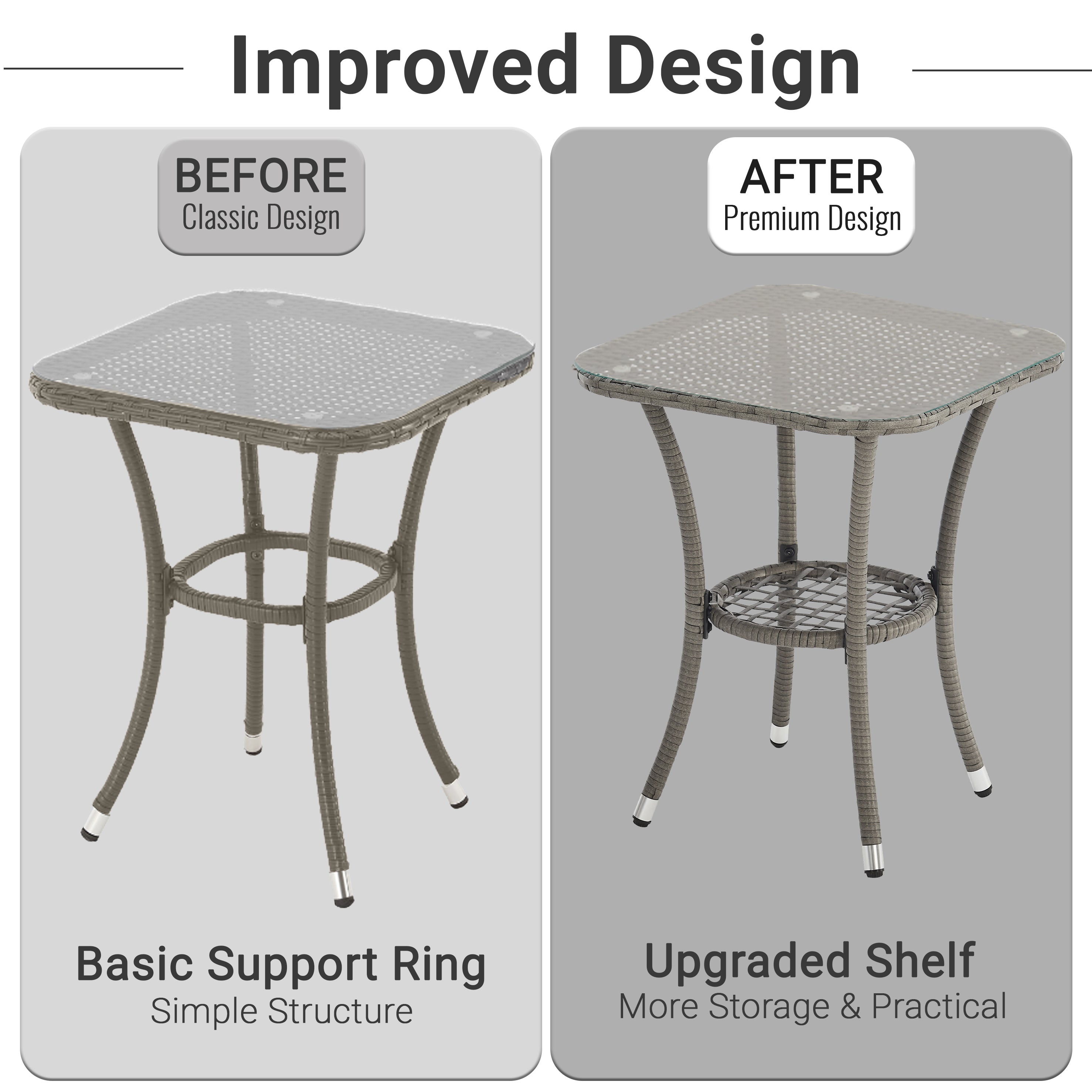2 seat outdoor table grey rattan