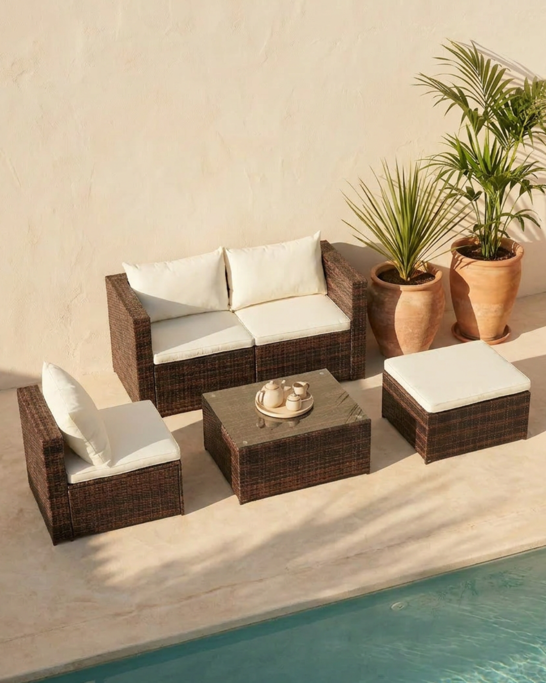 4 seater rattan garden furniture with cushions
