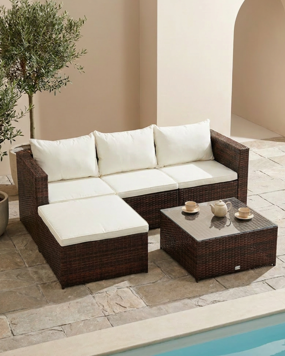 4 seater rattan garden furniture with cushions