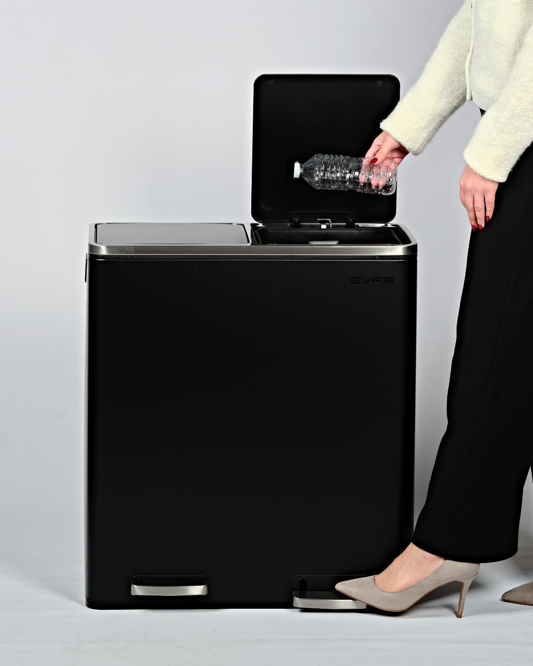 Black Double Bin with Recycling