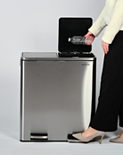 60L Double Recycling Bin Silver