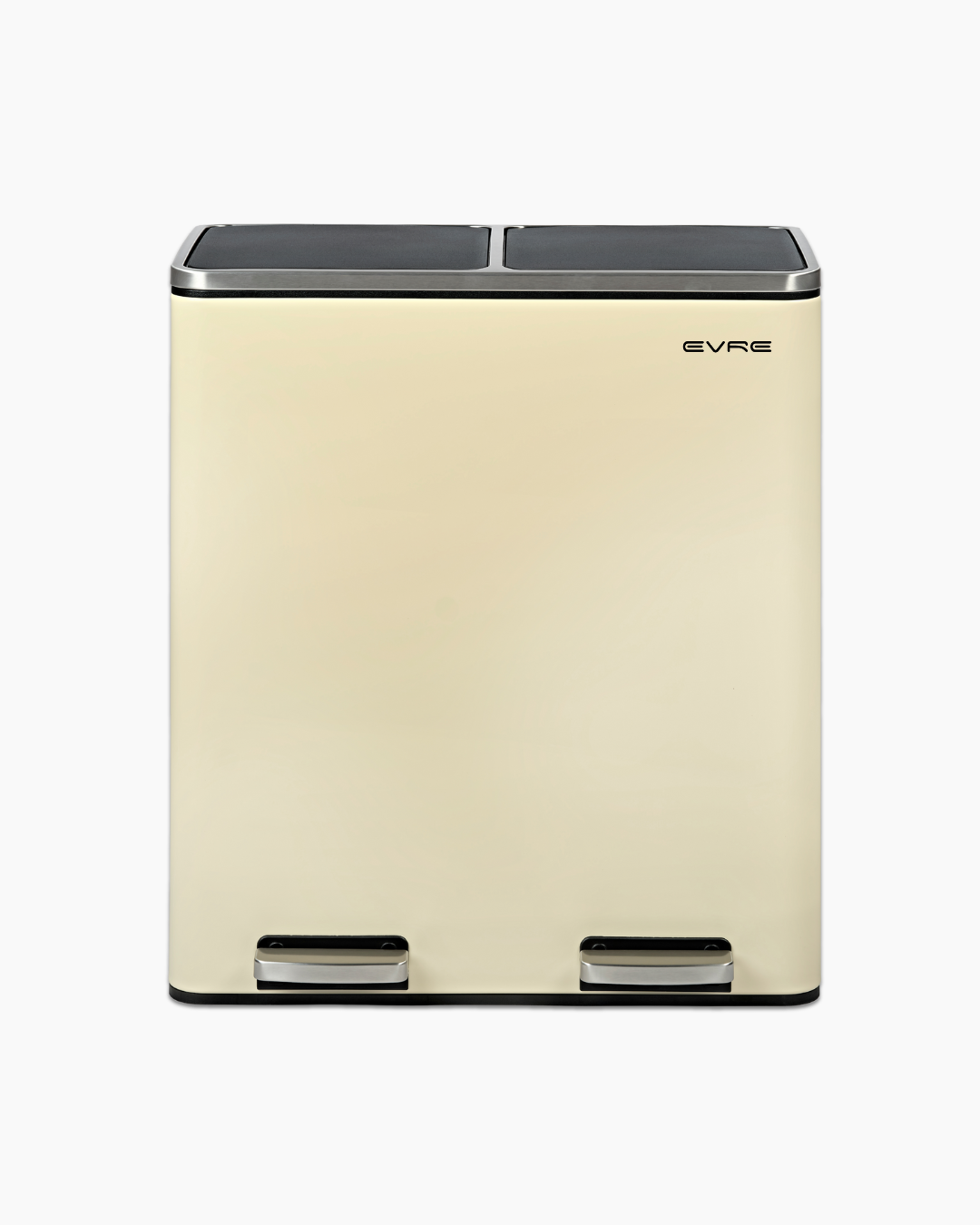 60L Stainless Steel Dual Compartment Bin Cream