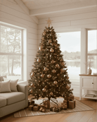 Decorated 8ft Christmas tree with present underneath