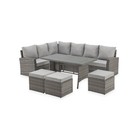 Grey 9 Seater Rattan Corner Sofa Set
