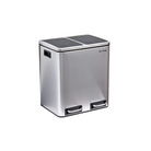 Stainless steel bin in silver with two compartments