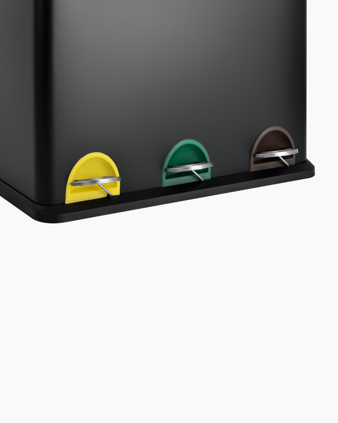 Colour coded pedal bin for recycling