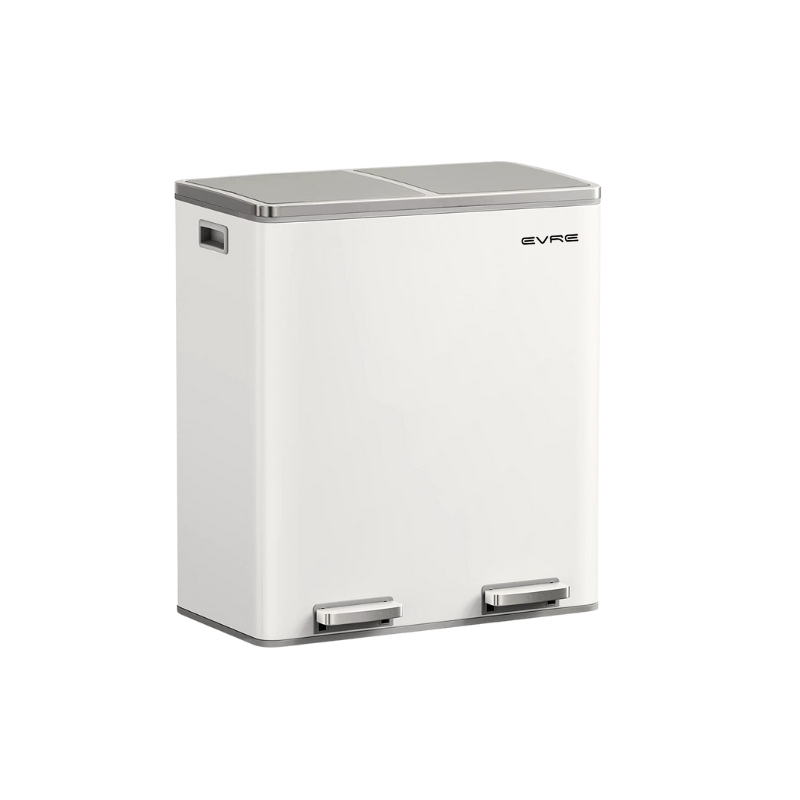 White rectangular 2 compartment bin