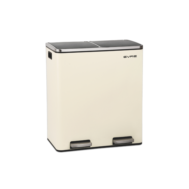 Beige rectangular 2 compartment bin