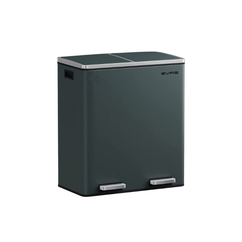 Grey rectangular 2 compartment bin