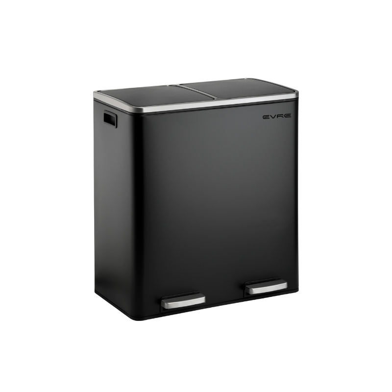  Black rectangular 2 compartment bin