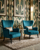 teal velvet arm chairs