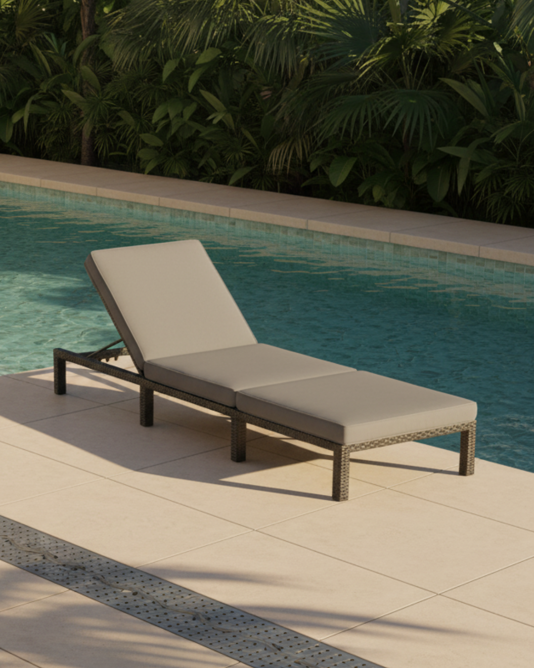 Black Rattan Sunbed Lounger