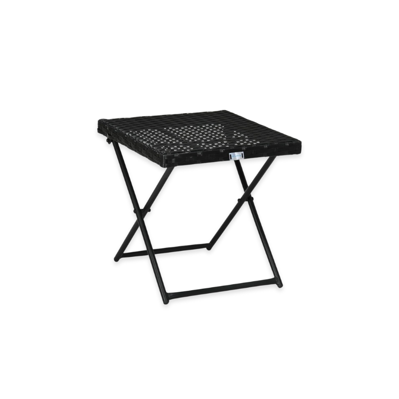 Black folding table for outdoor use