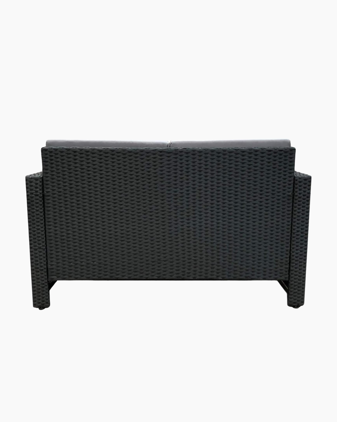 Black wicker outdoor bench