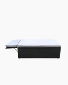 Backless two-seater outdoor bench in black rattan