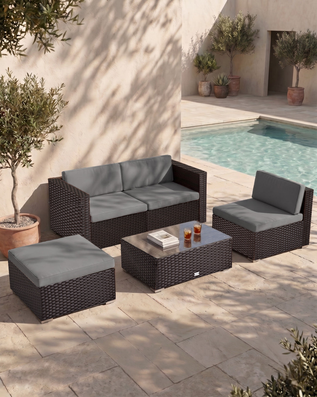 Modular rattan garden furniture 4 seater set
