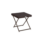 Foldable outdoor side table with brown wicker top