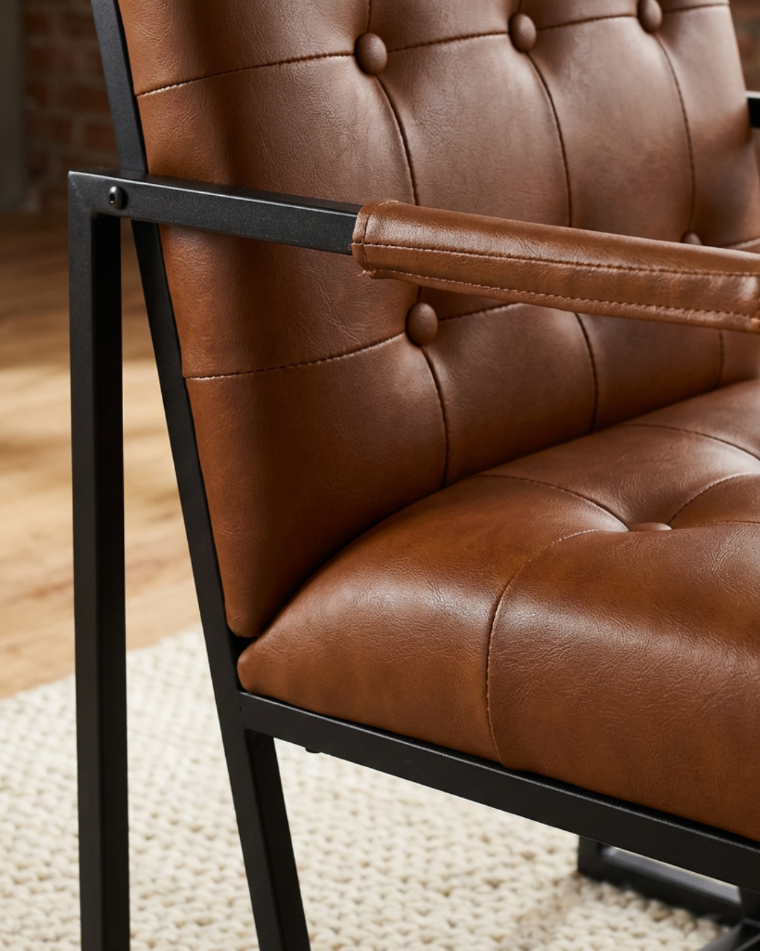 Brown PU Leather Armchair