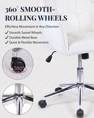 White ffice chair with 360-degree smooth-rolling wheels