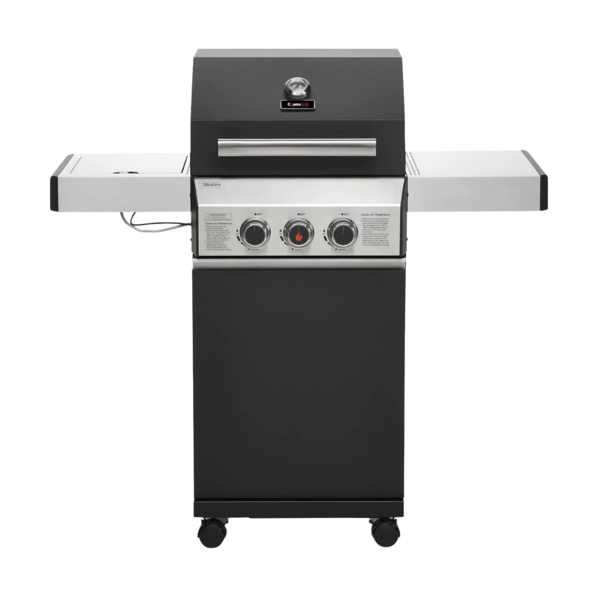 CosmoGrill Premium Black 2+1 Gas Barbecue Front View