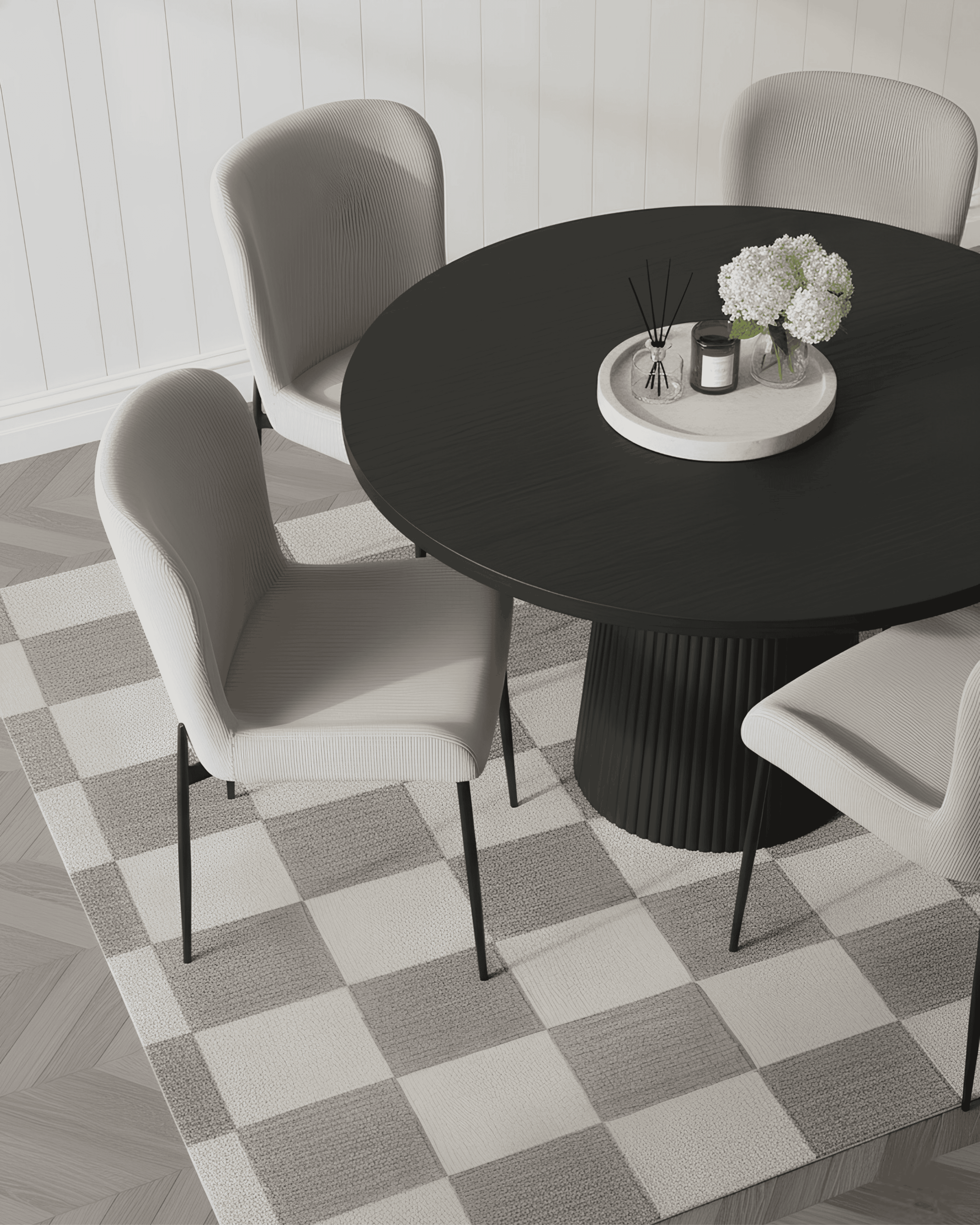 Dining Room with Grey Chairs