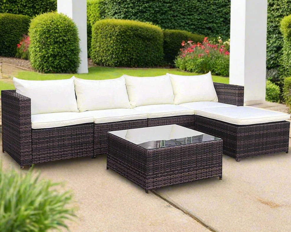 EVRE Miami Rattan 5 Seat Garden Furniture Set