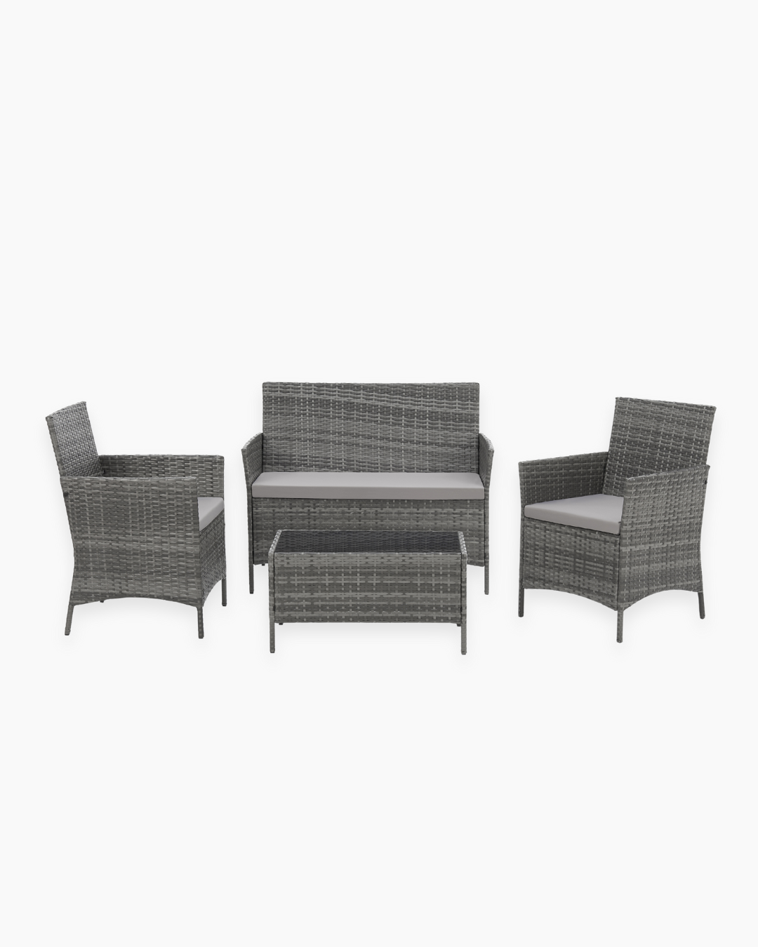 Grey Rattan Garden Furniture 4 Seater Set
