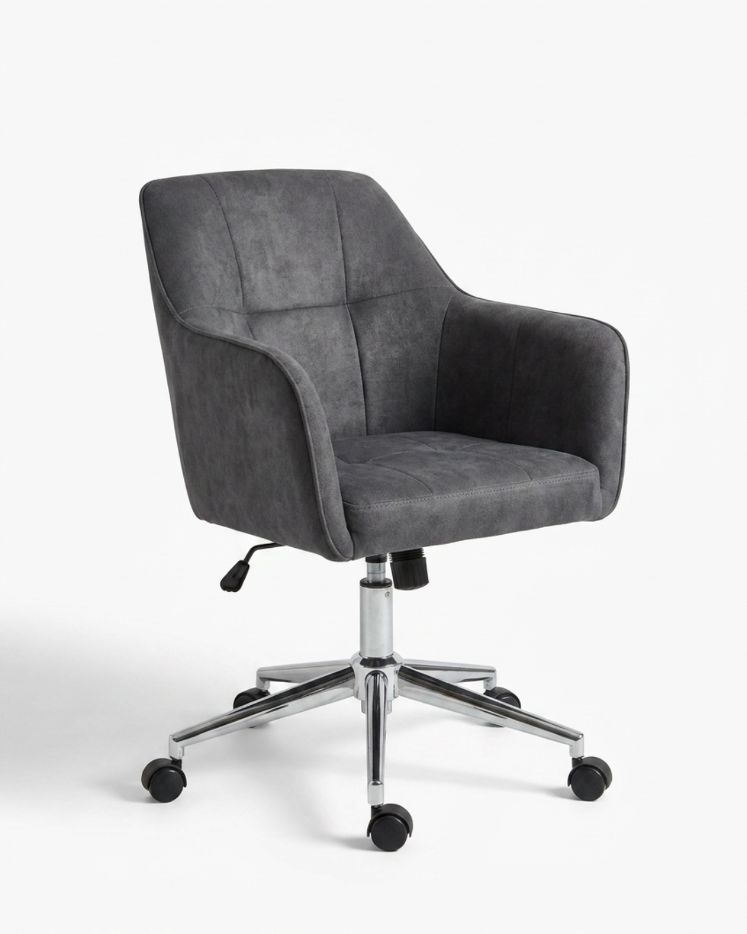 Mobile grey office chair with castor wheels