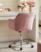 Pink fluffy chair for vanity