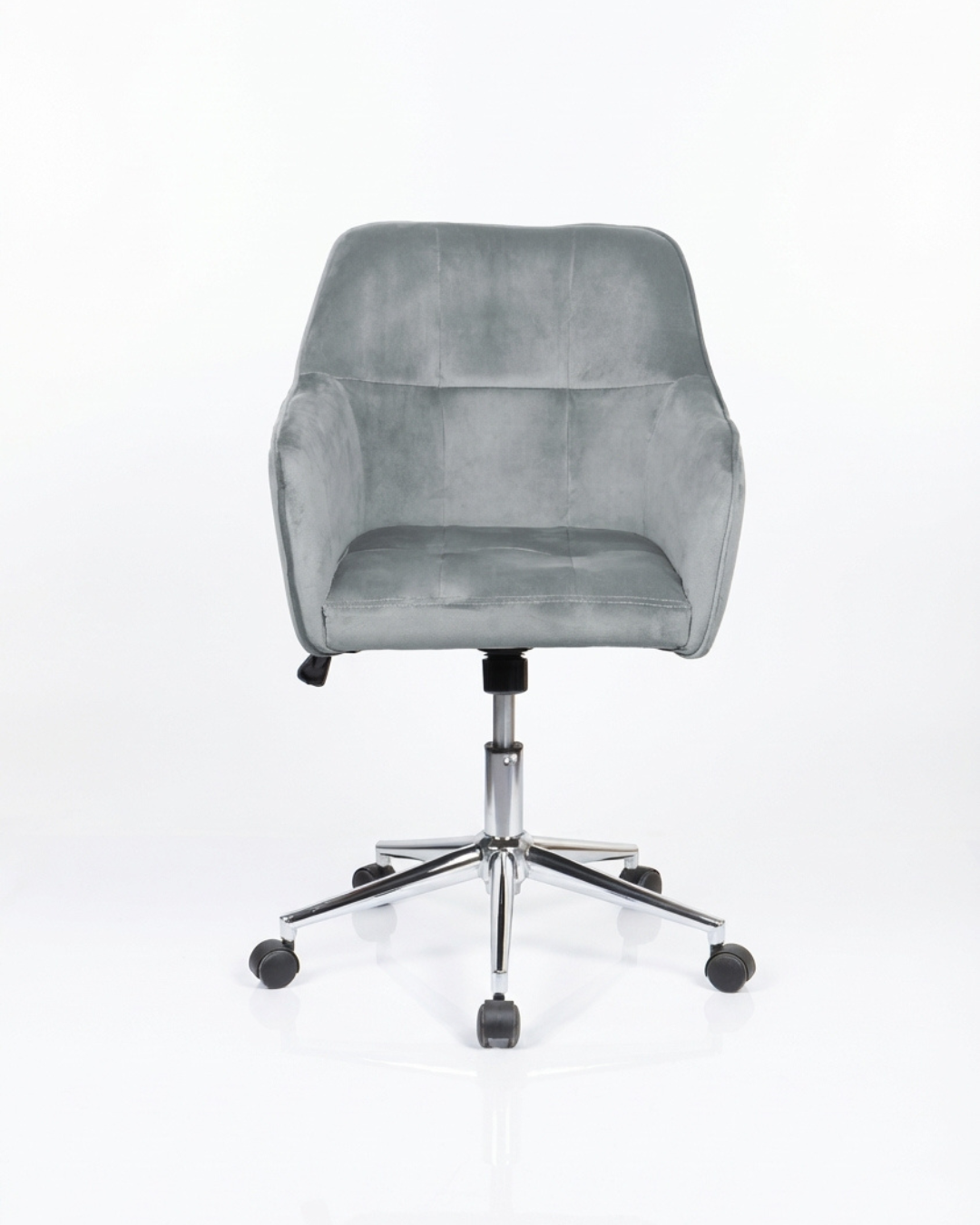 Grey velvet swivel chair