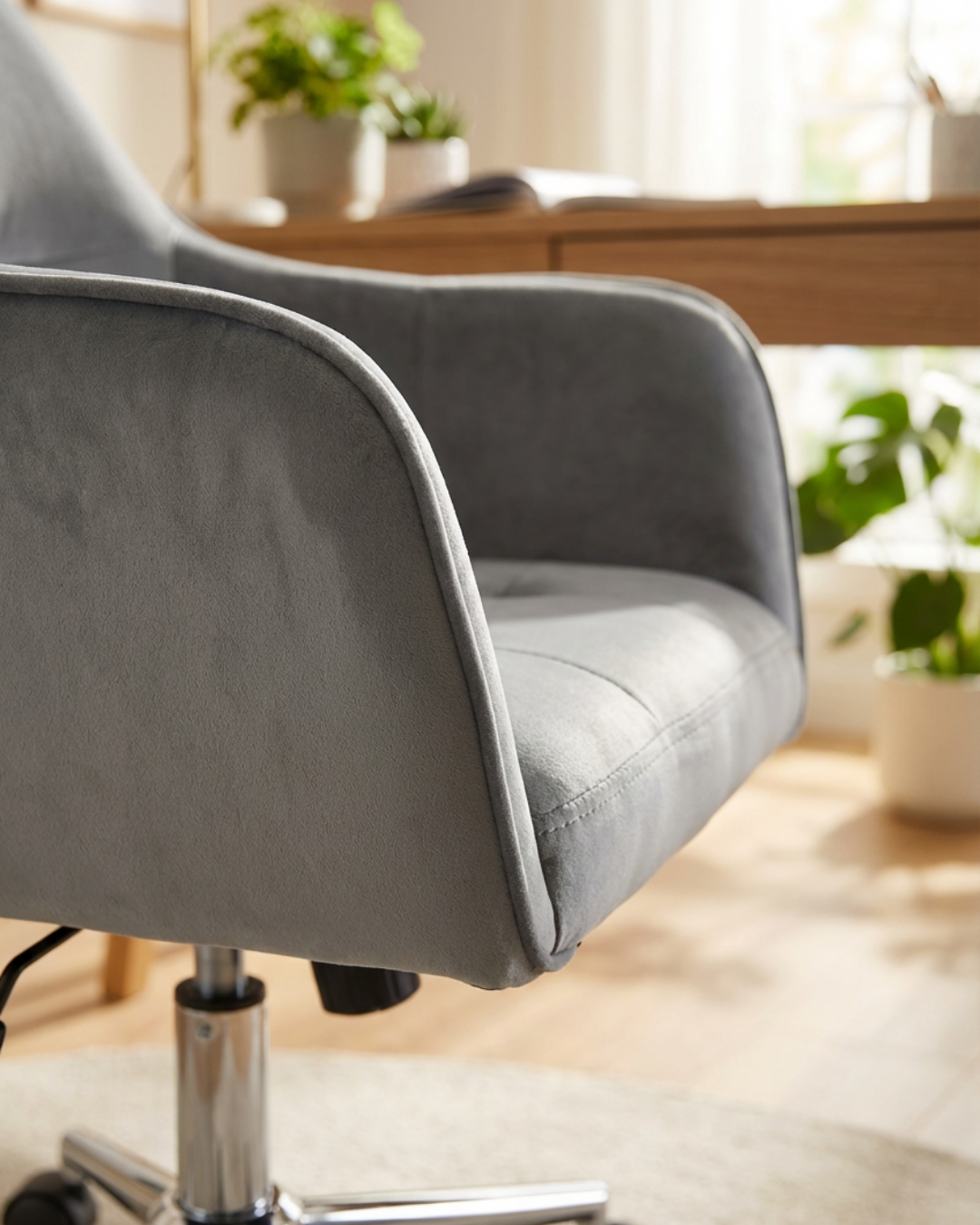 Velvet tufted swivel chair for home office