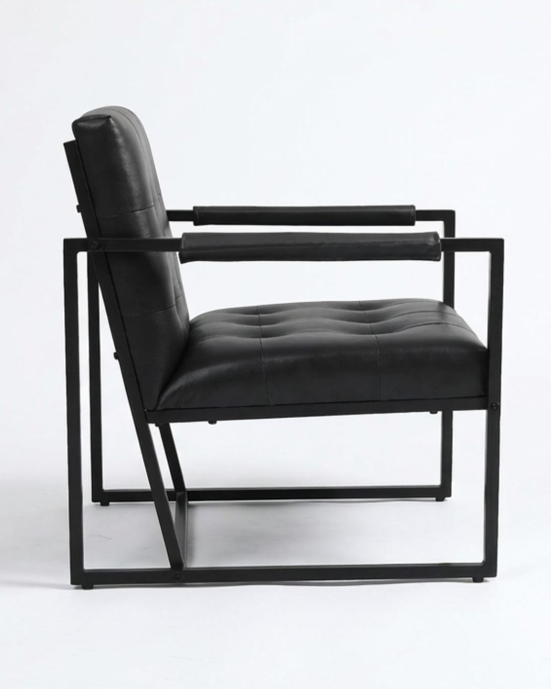 Black accent chair with sled base
